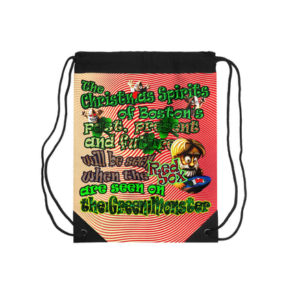 christmas spirits of boston - Drawstring Bag (yellow-orange wave)