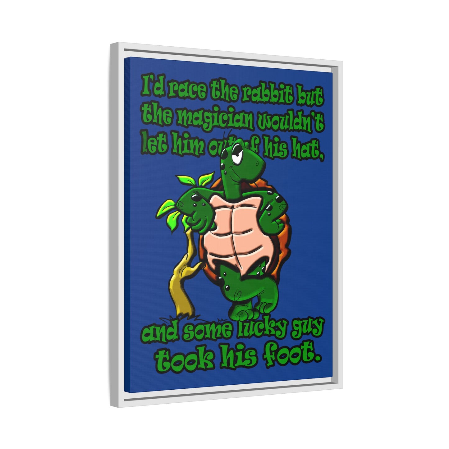 turtle race - framed canvas art (dark blue)