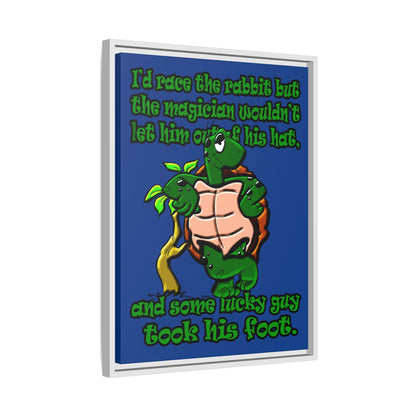 turtle race - framed canvas art (dark blue)