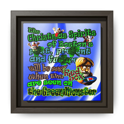 christmas spirits of boston - framed canvas art (blue-white wave)