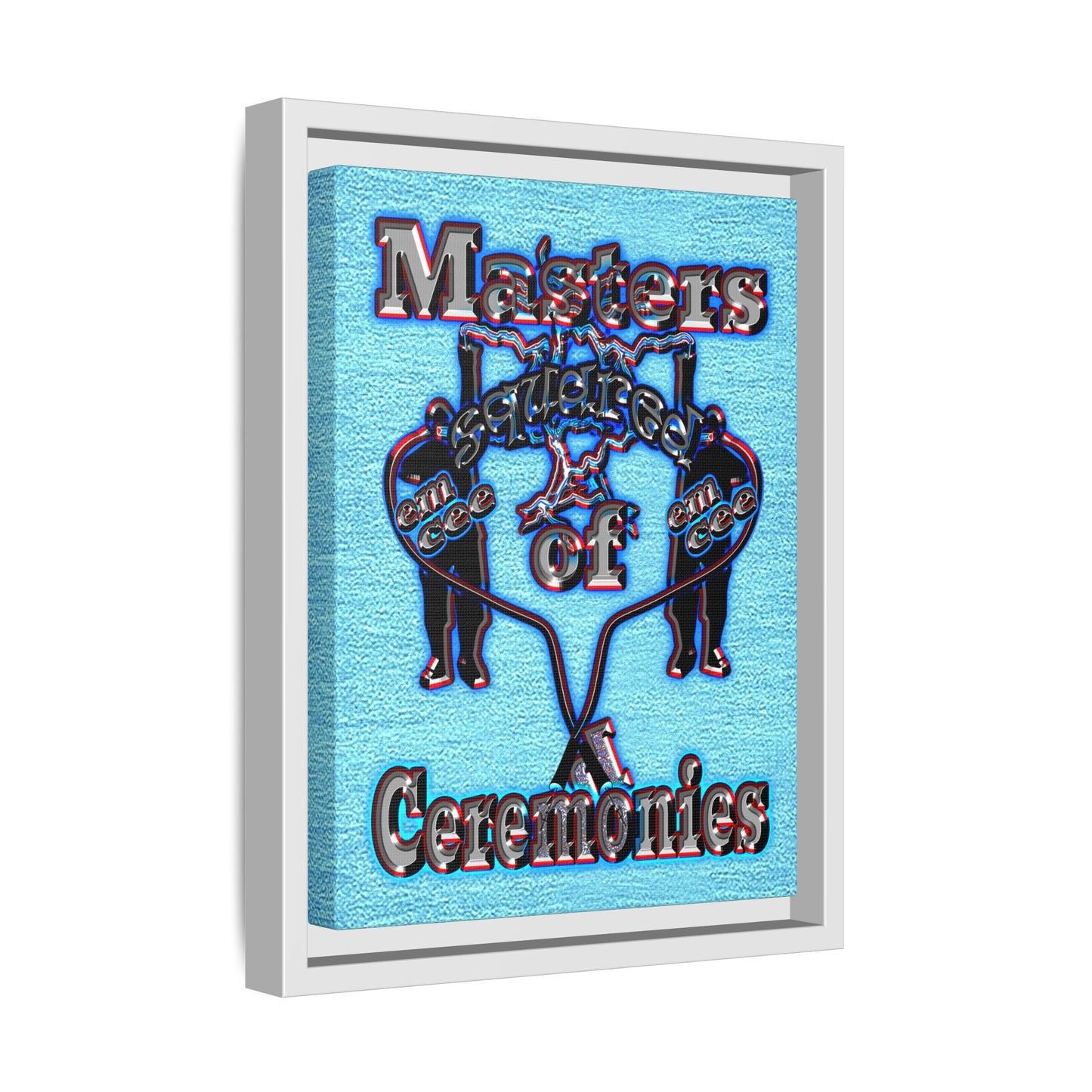em cee squared - framed canvas art (faded blue)