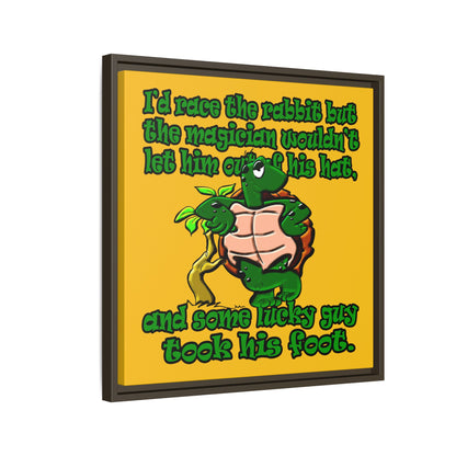 turtle race - framed canvas art (yellow)