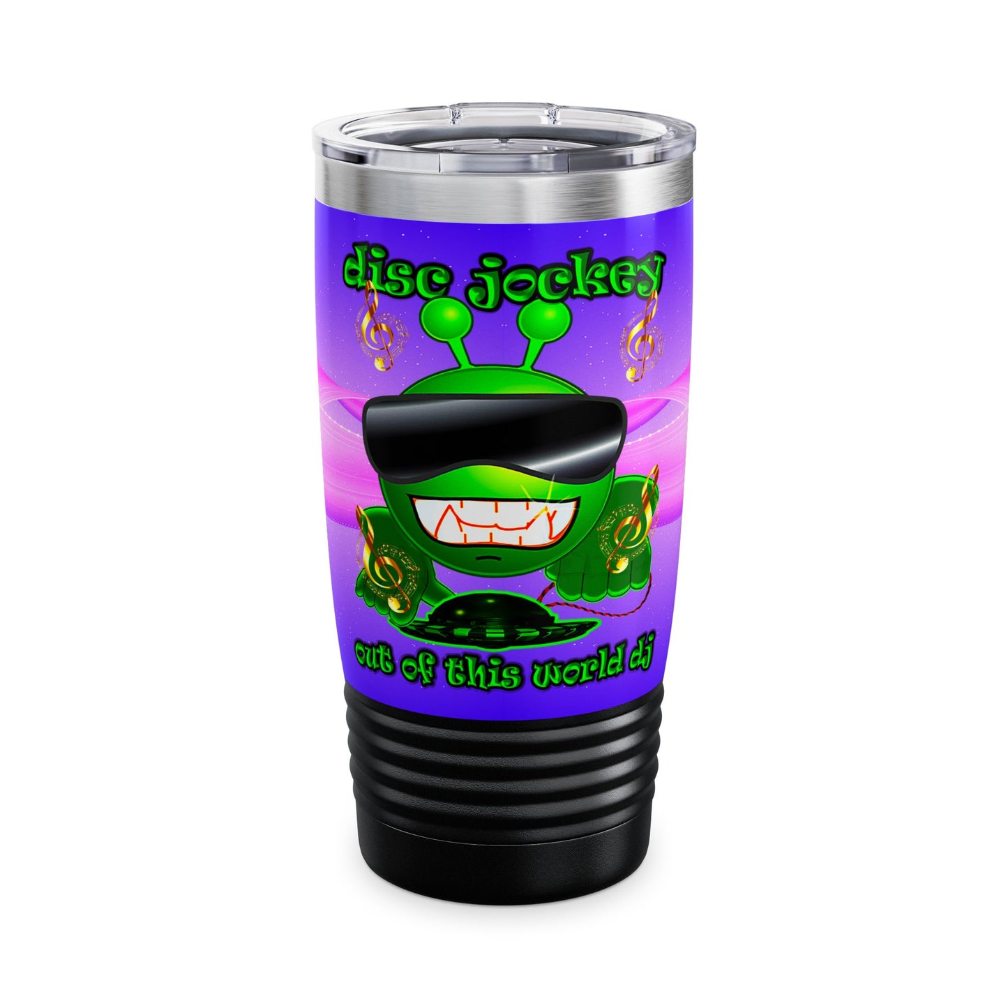 disc jockey - Ringneck Tumbler, 20oz (purple-pink wave)