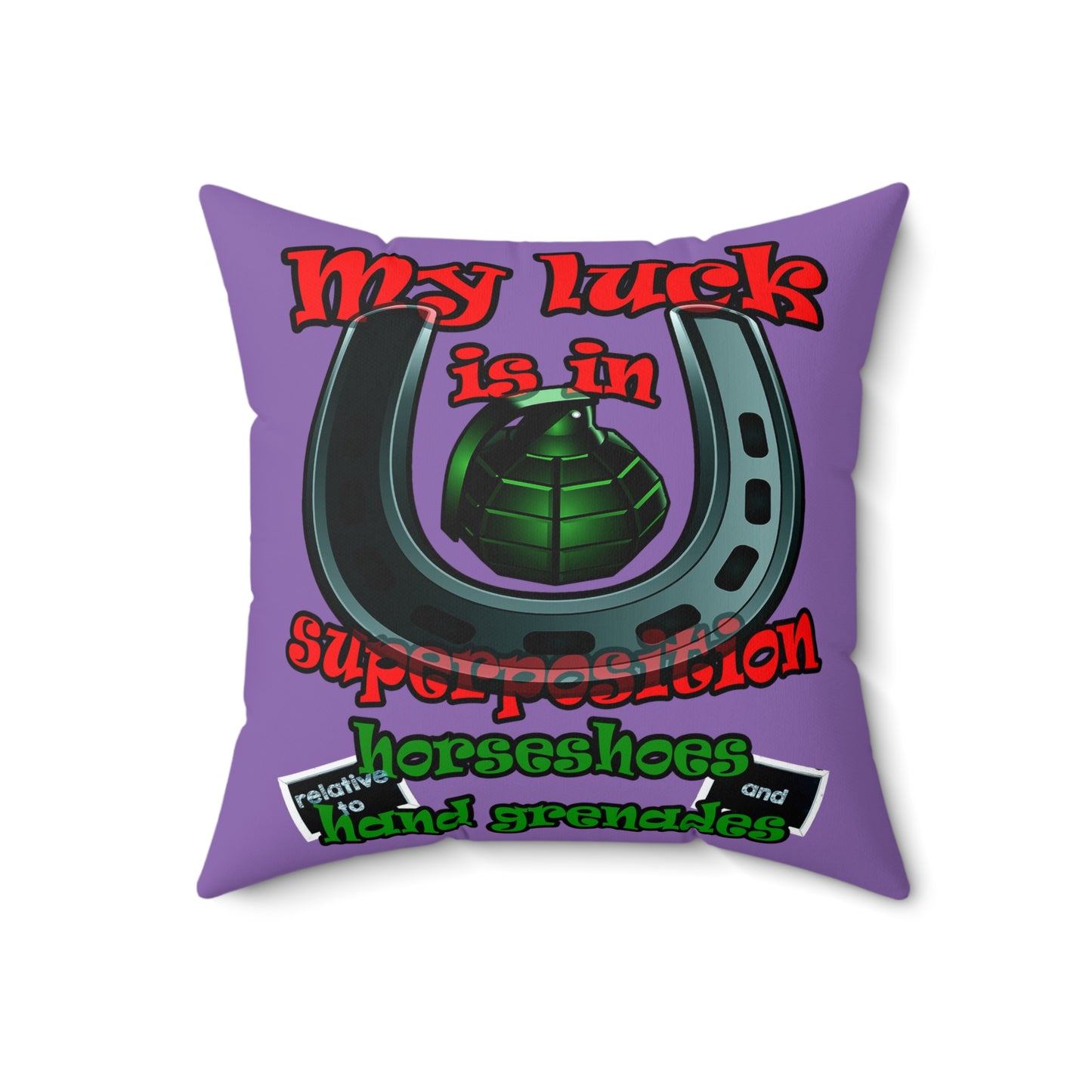 my luck - Spun Polyester Square Pillow - (light purple)