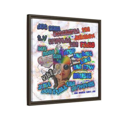 drop the beat - framed canvas art (white marble)