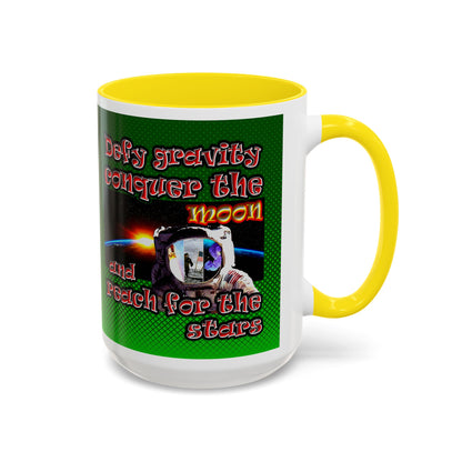 defy conquer reach - Accent Mug (logo green)