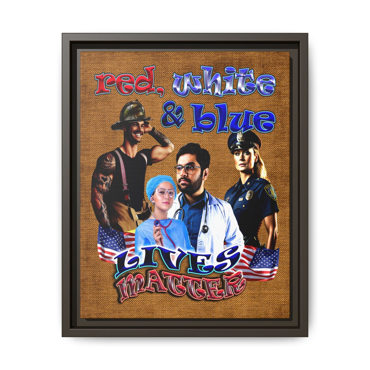 rw&b lives matter - framed canvas art (brown papyrus)