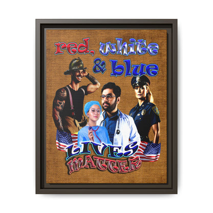 rw&b lives matter - framed canvas art (brown papyrus)