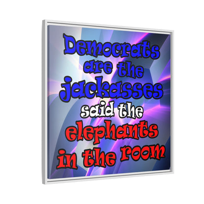donkeys and elephants - framed canvas art (grey-pink wave)