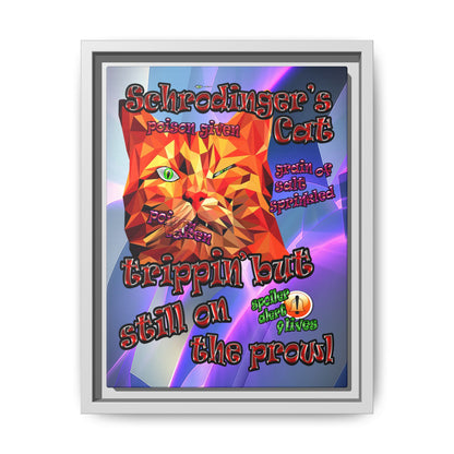 schrodinger's cat - framed canvas art (grey-pink wave)