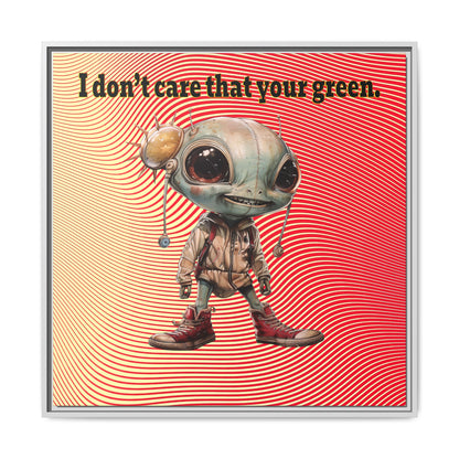 I don't care that your green - framed canvas art (yellow-orange wave)