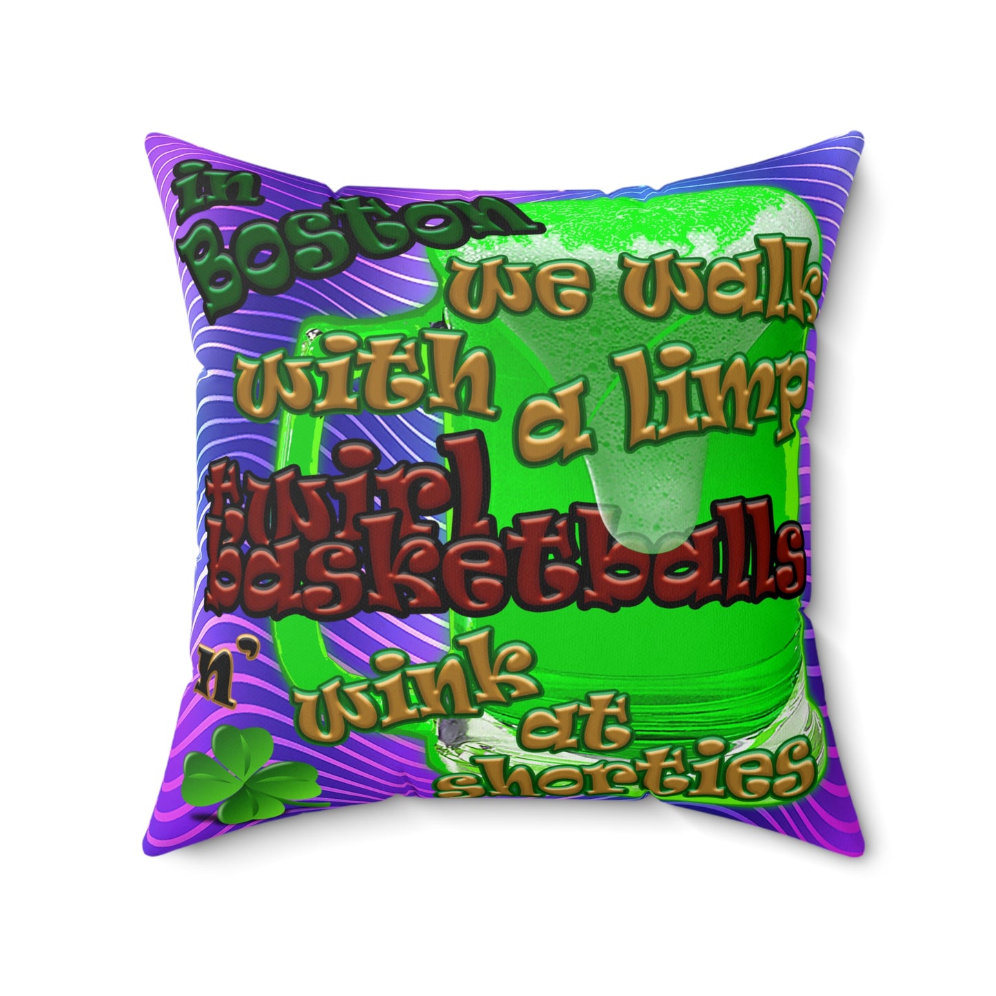 celtics logo - Spun Polyester Square Pillow - (purple wave)
