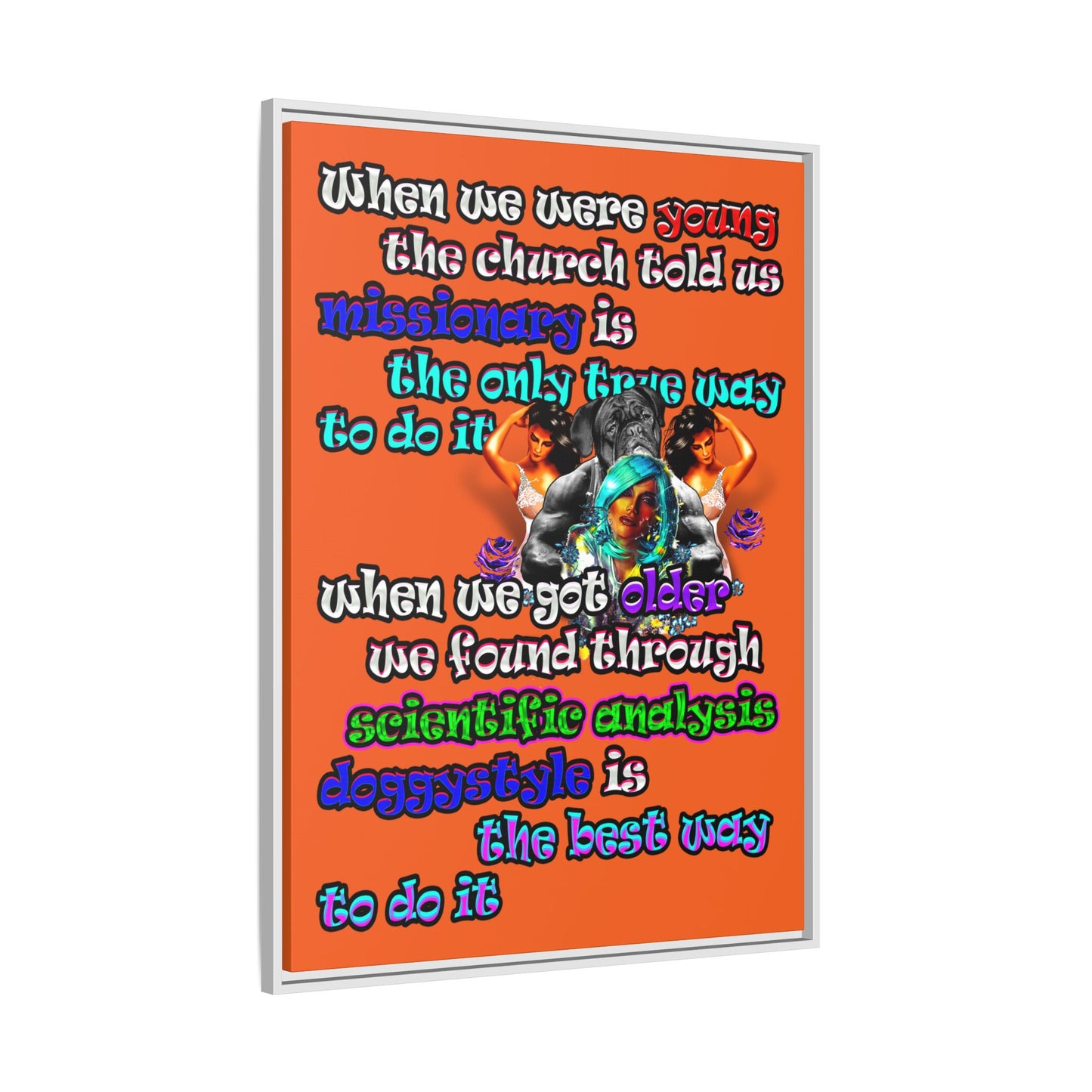 doggystyle - framed canvas art (orange)