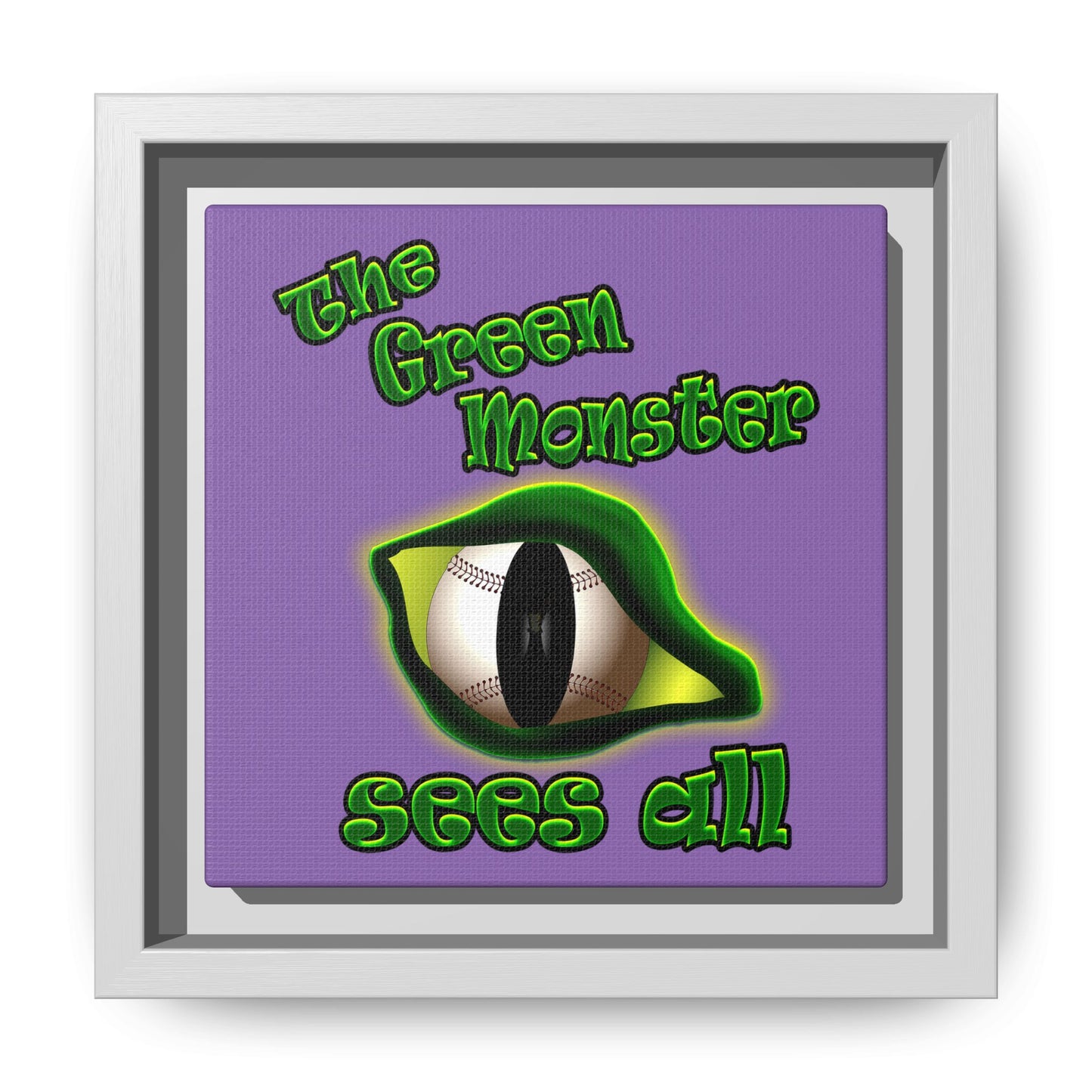 green monster - framed canvas art (light purple)