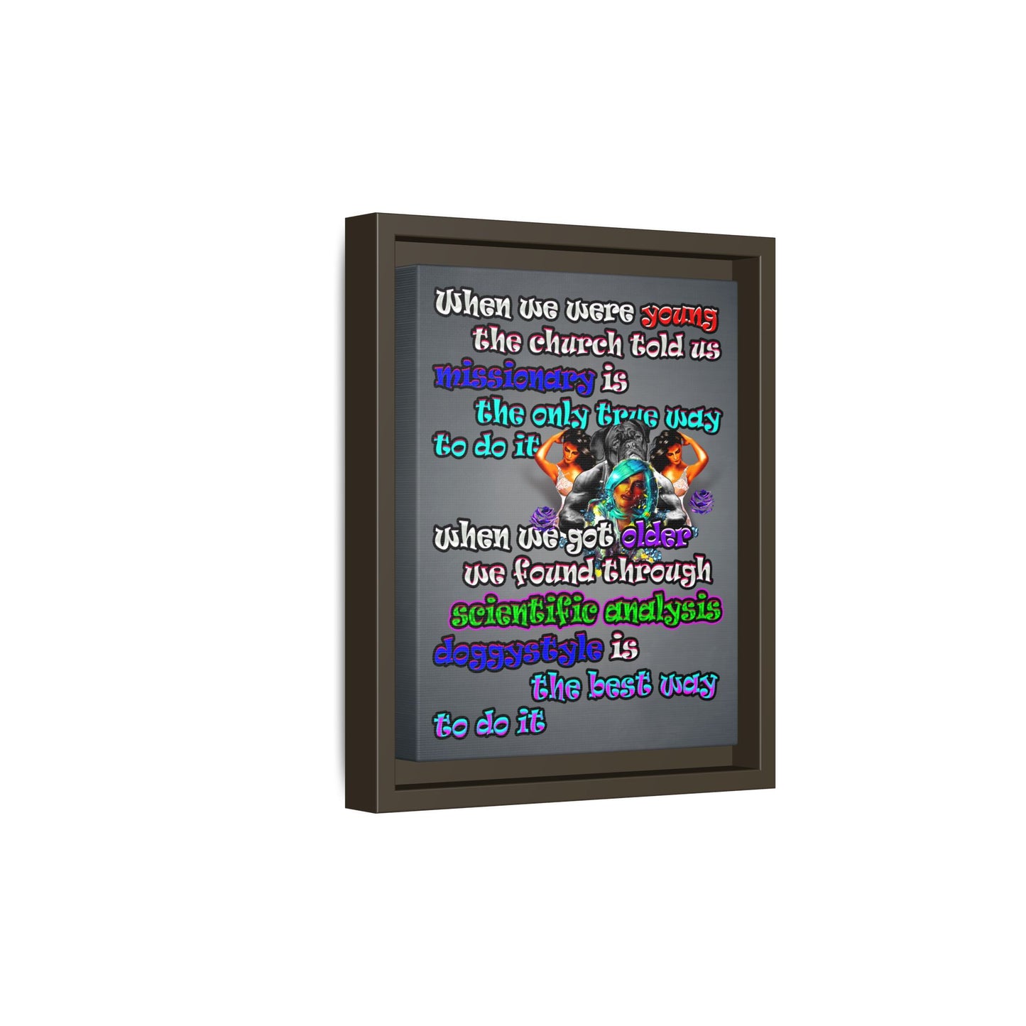 doggystyle - framed canvas art (grey-light grey)