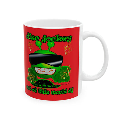 disc jockey - White Mug (red)
