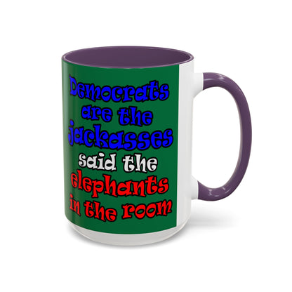 donkeys and elephants - Accent Mug (dark green)