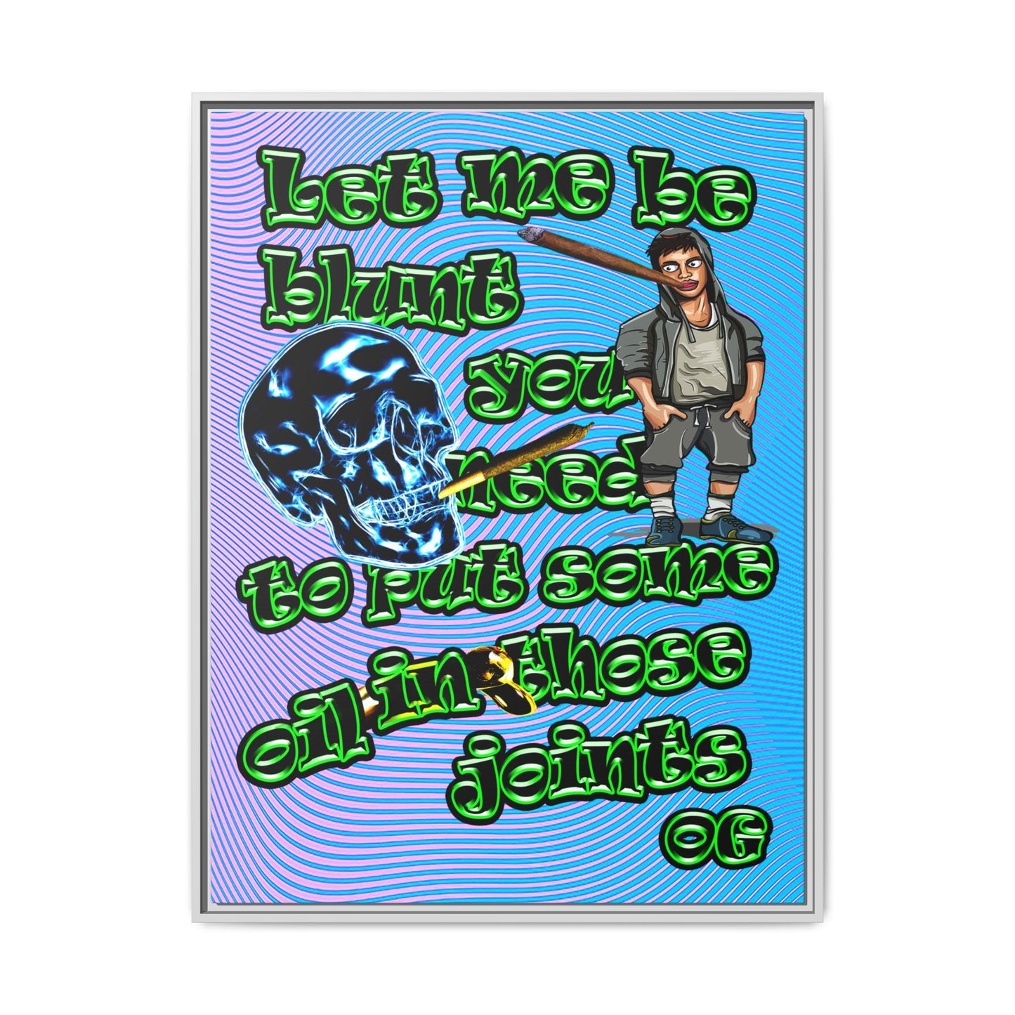 og - framed canvas art (light blue-purple wave)