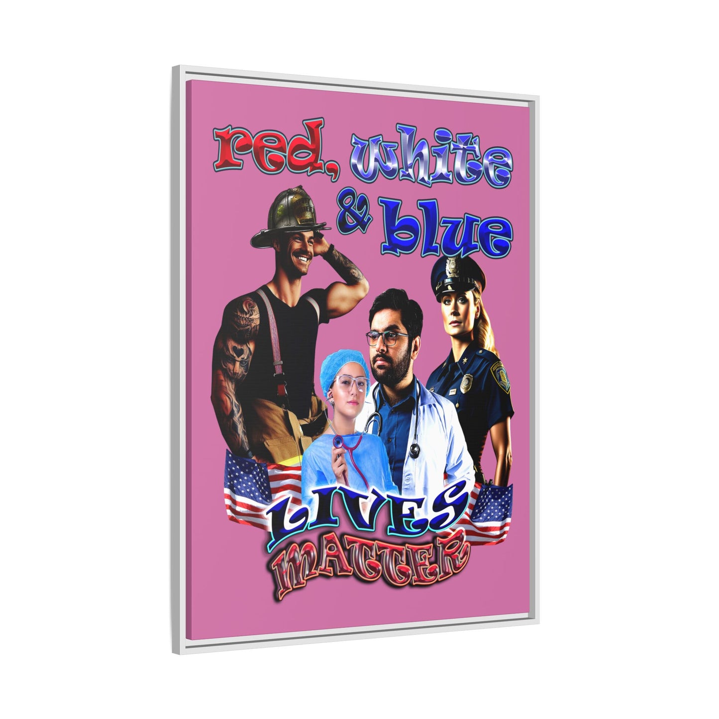rw&b lives matter - framed canvas art (light pink)