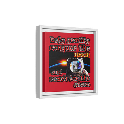 defy conquer reach - framed canvas art (dark red)