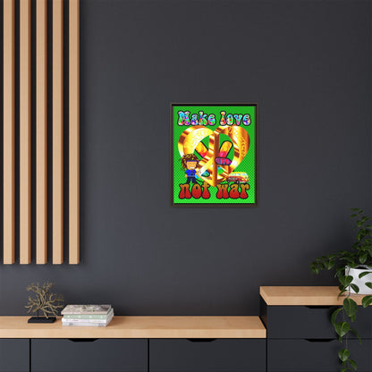 love peace - framed canvas art (logo green)