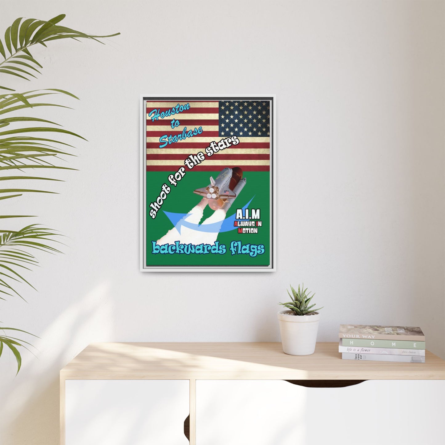 shoot for the stars - framed canvas art (dark green)