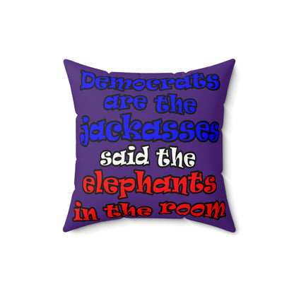 donkeys and elephants - Faux Suede Square Pillow - (purple)