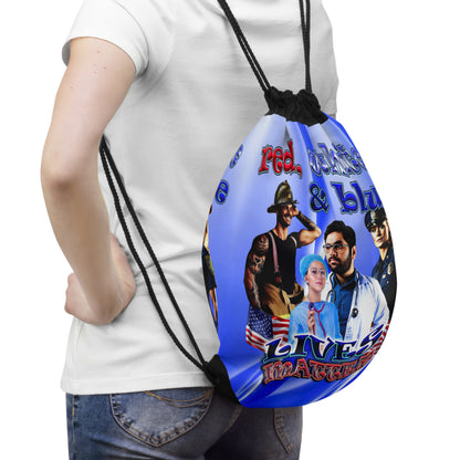 rw&b lives matter - Drawstring Bag (blue-white wave)