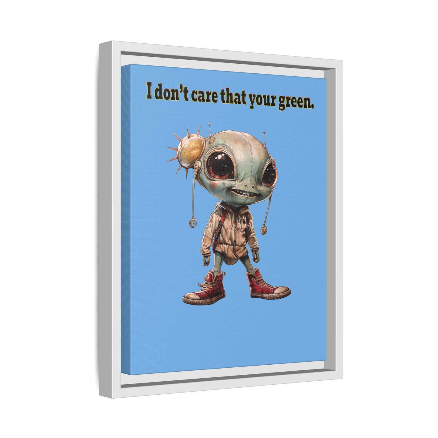 I don't care that your green - framed canvas art (light blue)