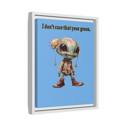 I don't care that your green - framed canvas art (light blue)