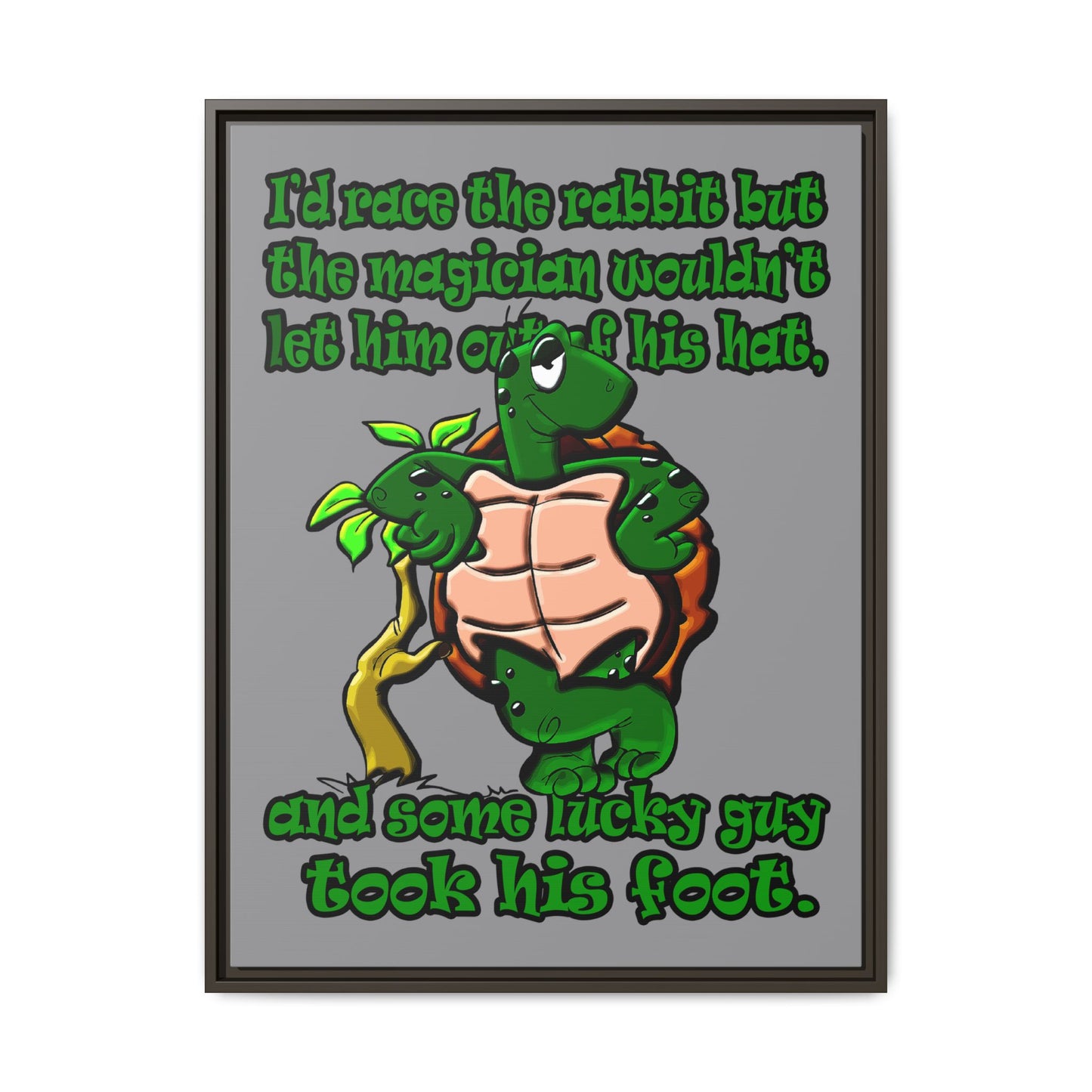 turtle race - framed canvas art (grey)