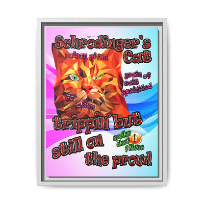 schrodinger's cat - framed canvas art (light blue-pink wave)