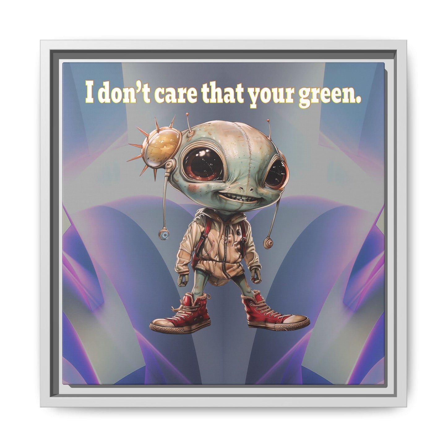 I don't care that your green - framed canvas art (grey-pink wave)