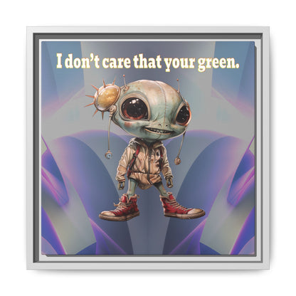 I don't care that your green - framed canvas art (grey-pink wave)