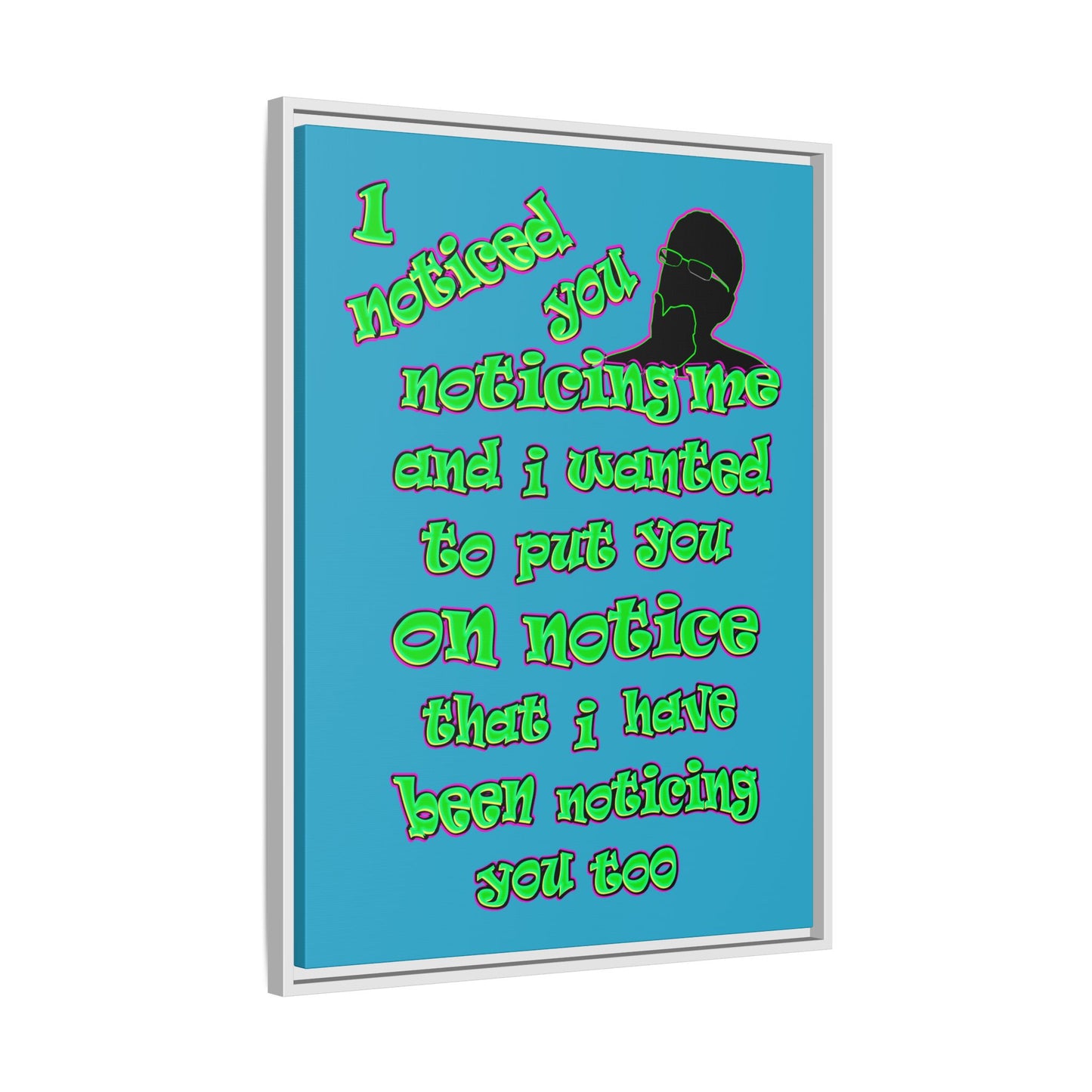 noticed you noticing - framed canvas art (turquoise)