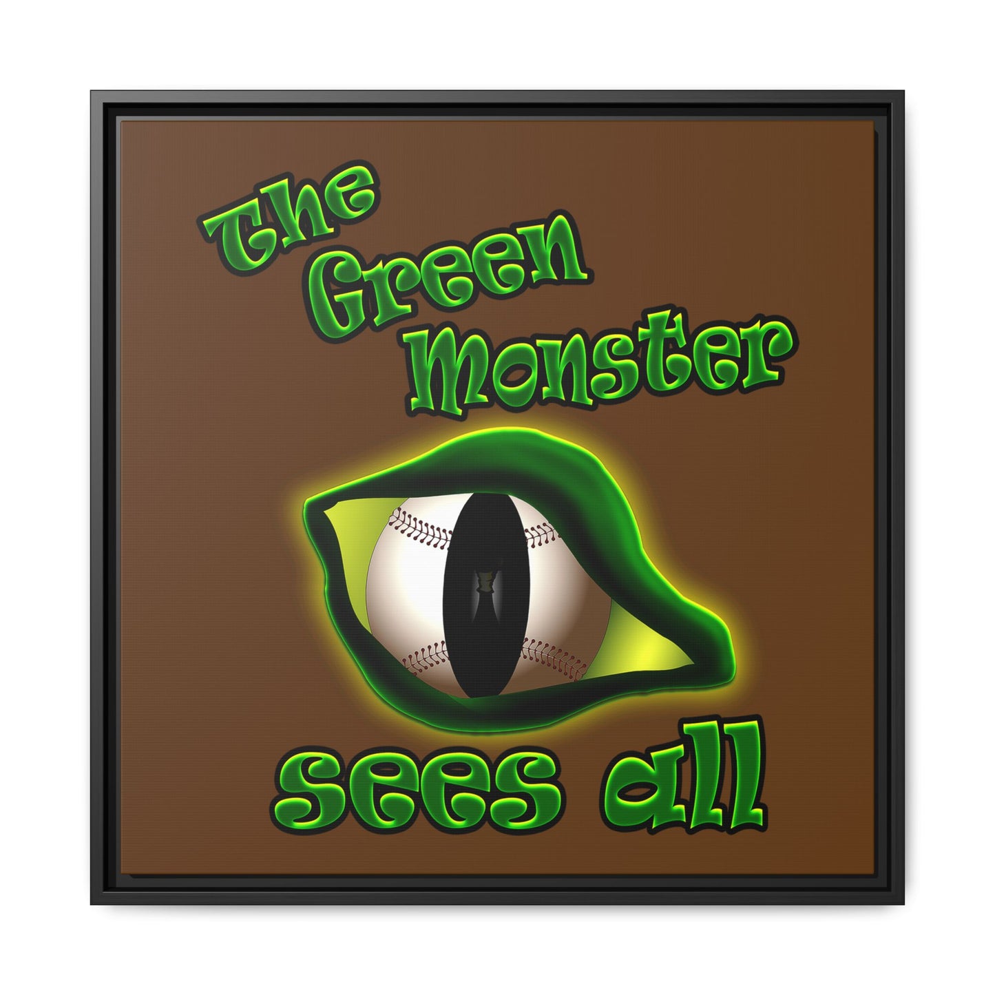 green monster - framed canvas art (brown)