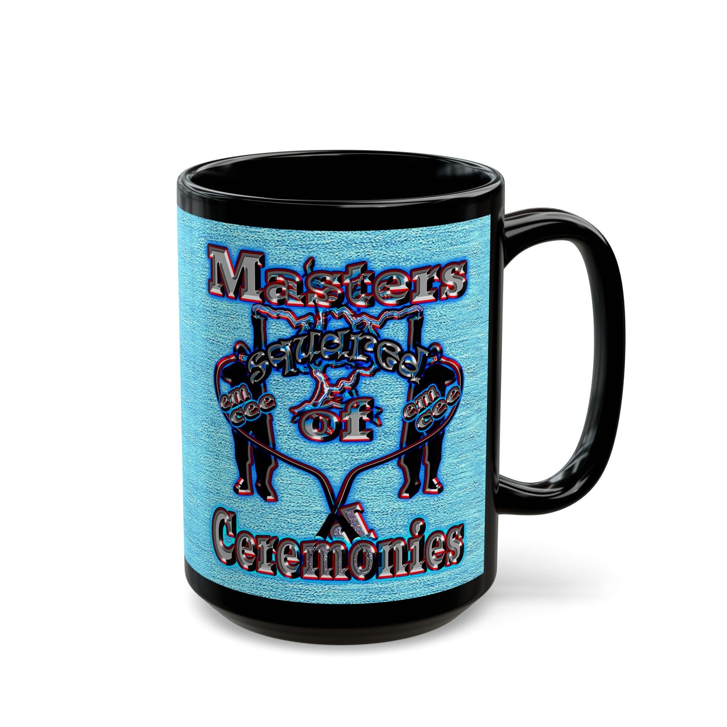 em cee squared - Black Mug (faded dark blue)