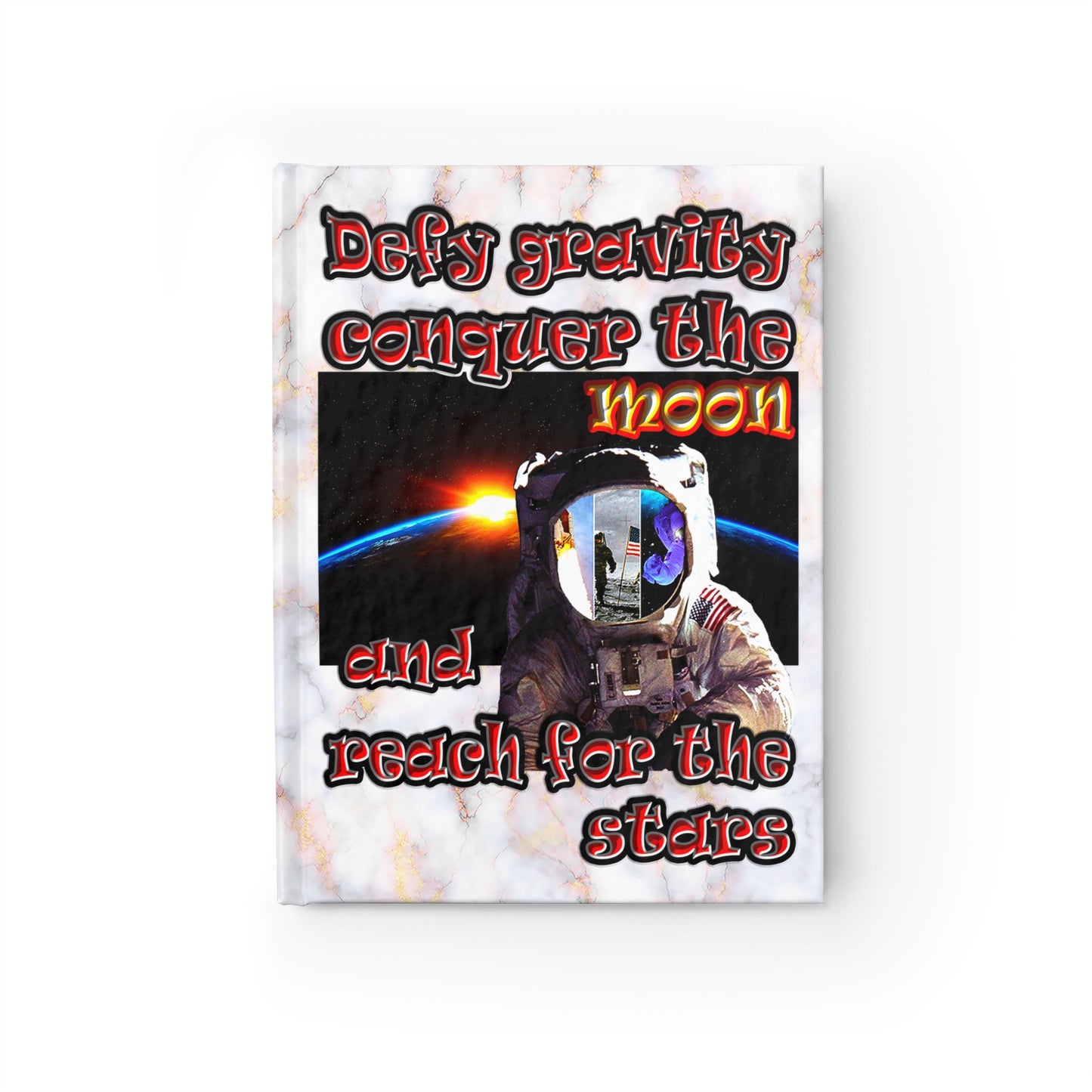 defy conquer reach - journal-blank (white marble)