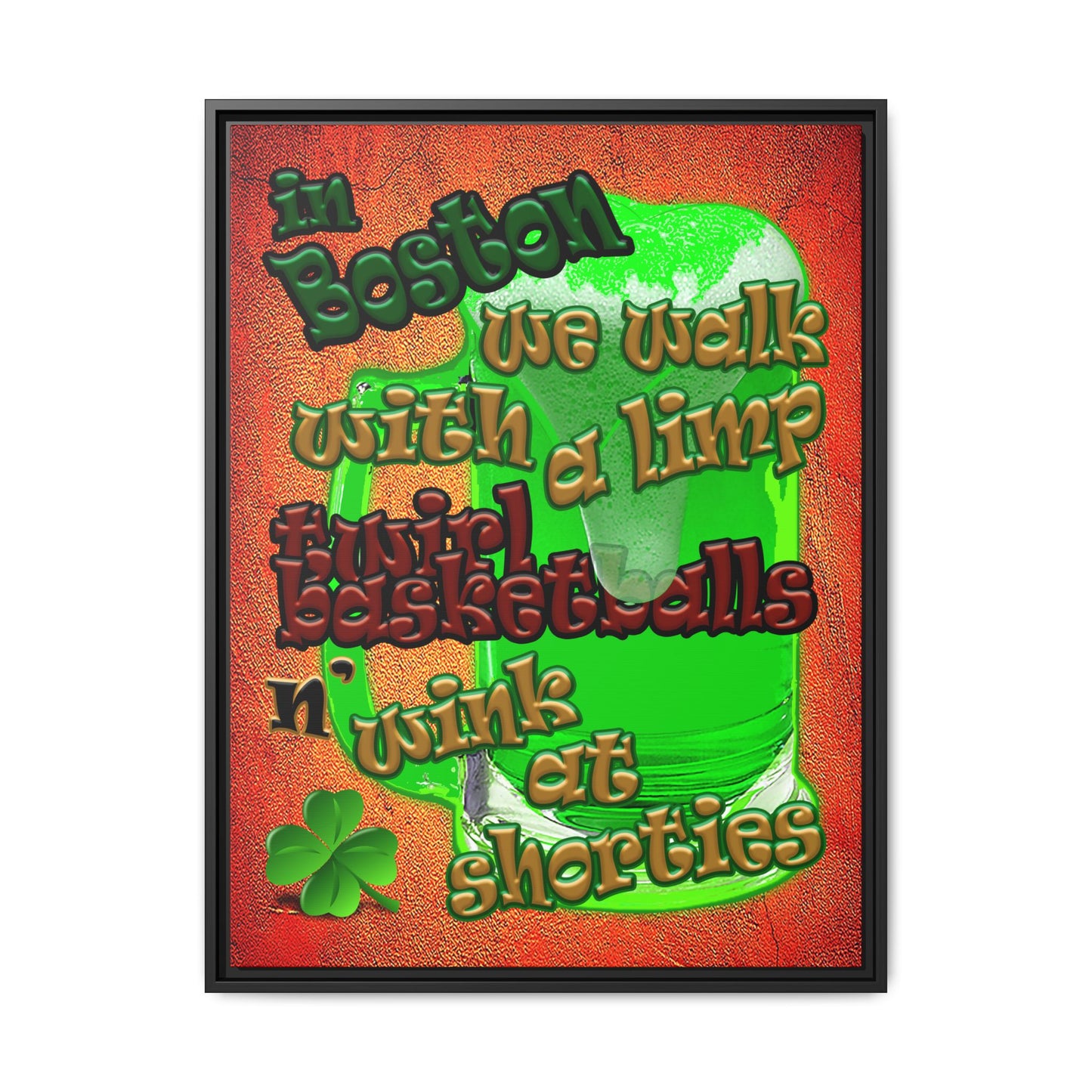 celtics logo - framed canvas art (burnt orange)