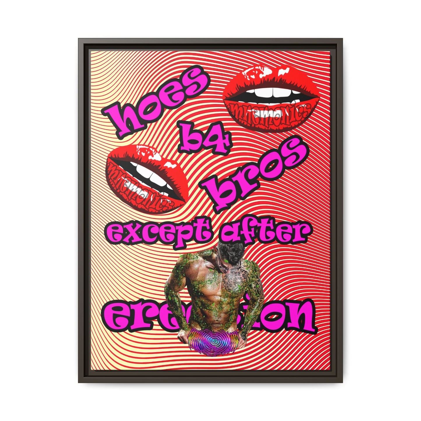 hoes b4 bros - framed canvas art (yellow-orange wave)