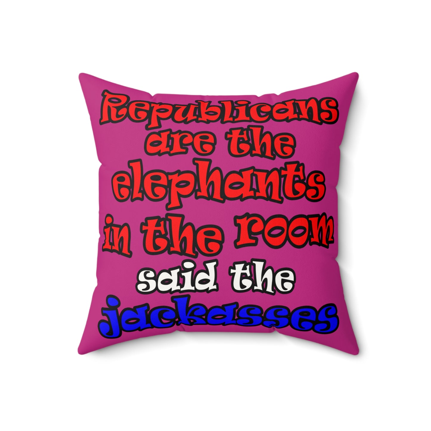 donkeys and elephants - Faux Suede Square Pillow - (pink)