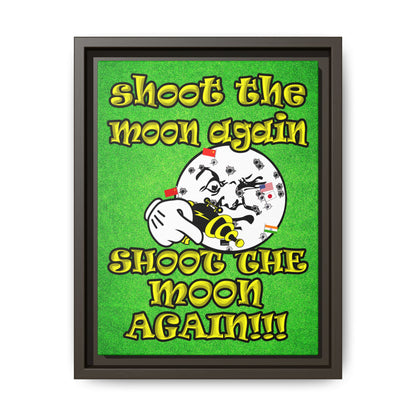shoot the moon again - framed canvas art (green turf)