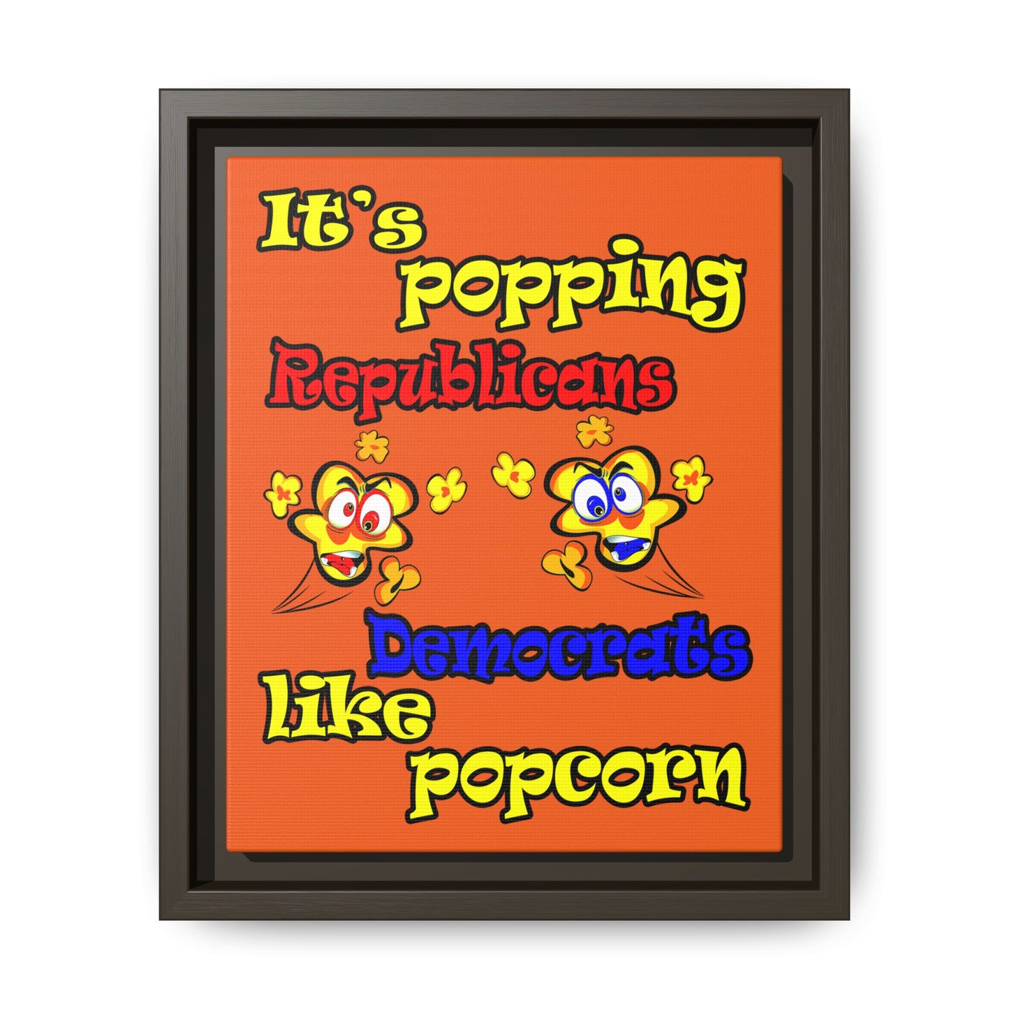 popping like popcorn - framed canvas art (orange)