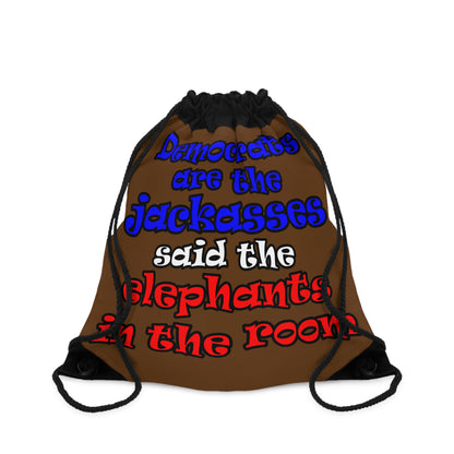 donkeys and elephants - Drawstring Bag (brown)