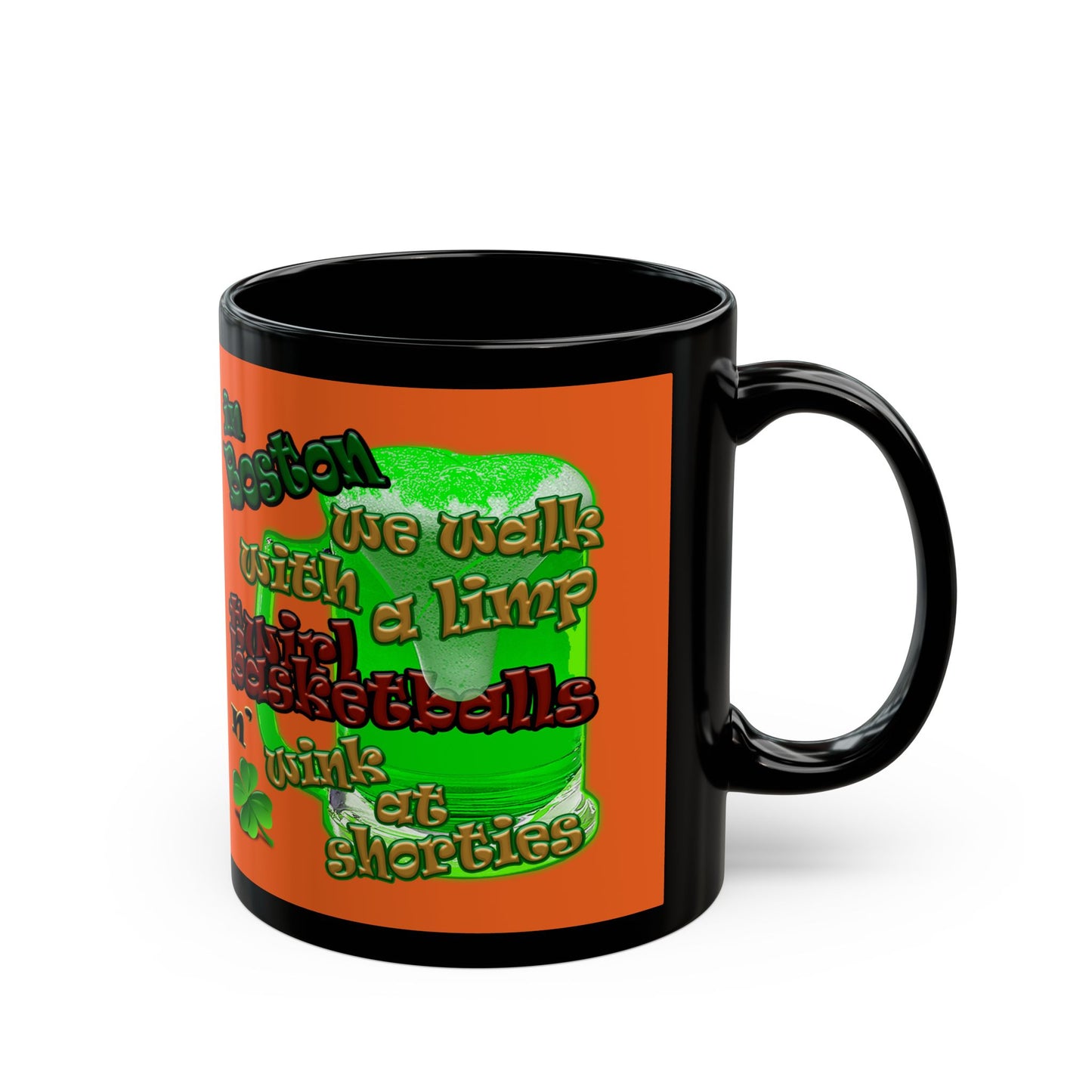 celtics logo - Black Mug (orange)
