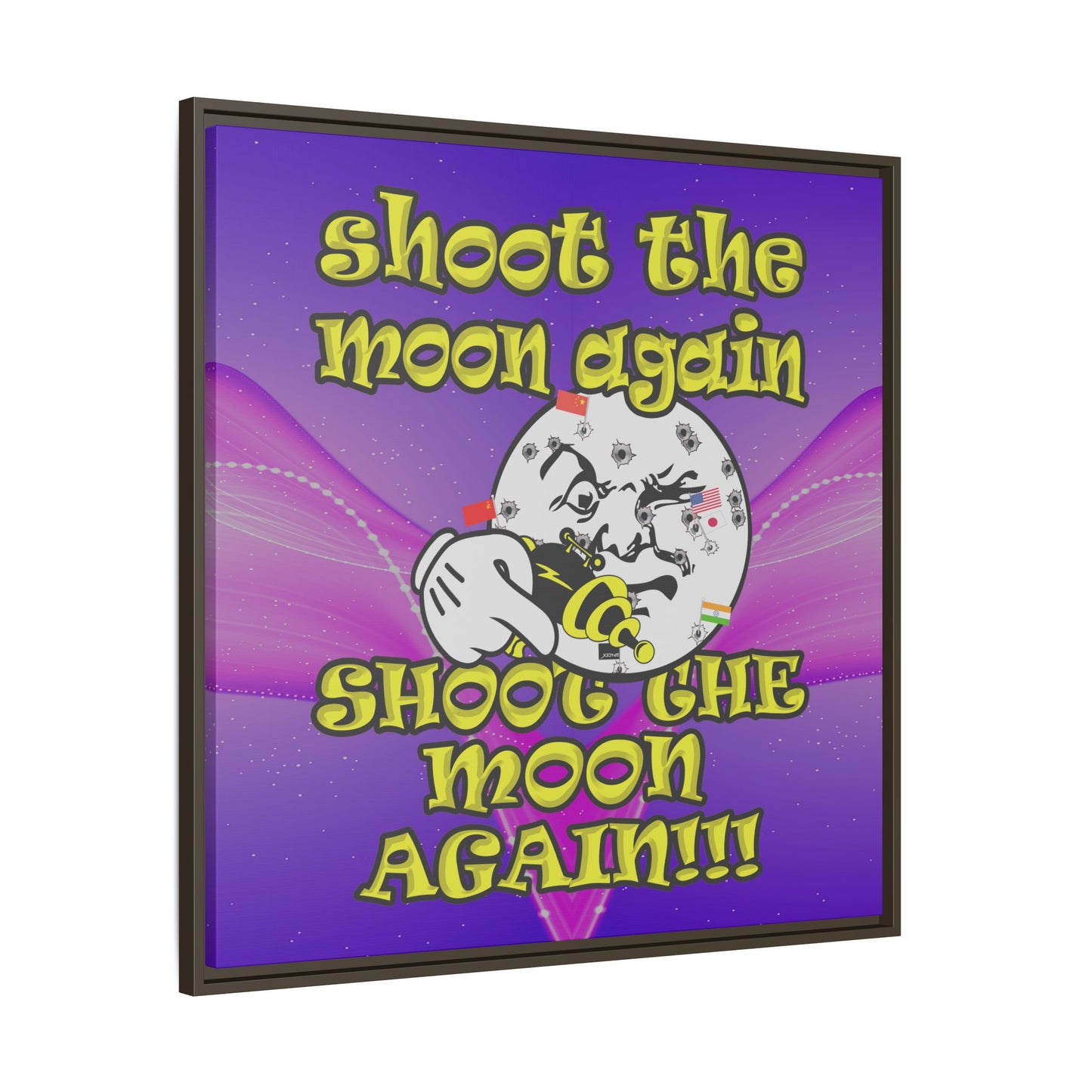 shoot the moon again - framed canvas art (purple-pink wave)