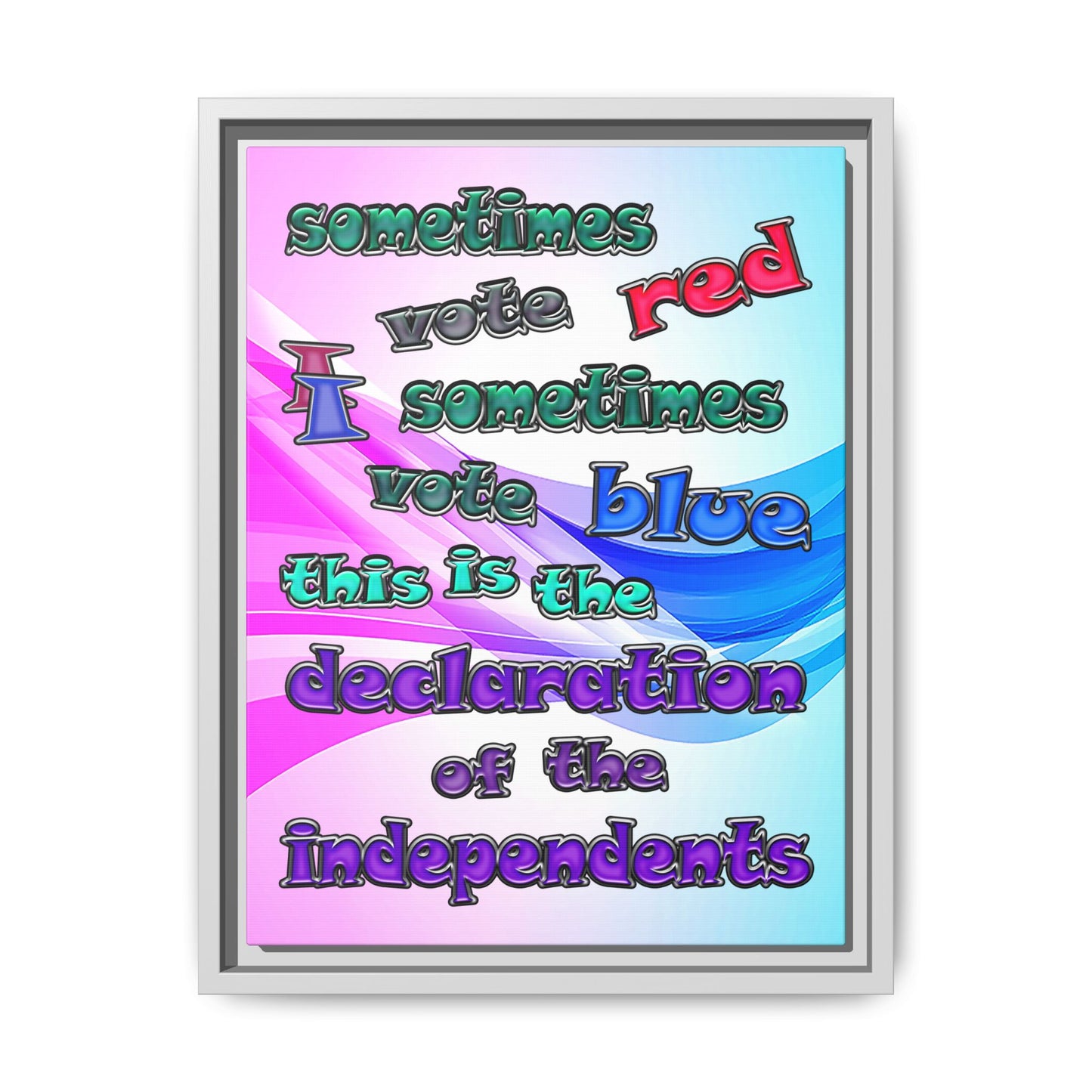 declaration of the independents - framed canvas art (light blue-pink wave)