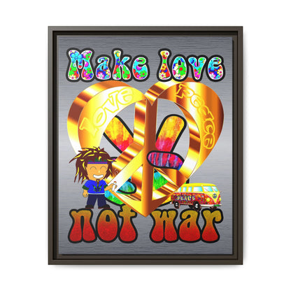 love peace - framed canvas art (brushed nickel)