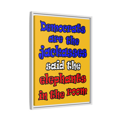 donkeys and elephants - framed canvas art (yellow)