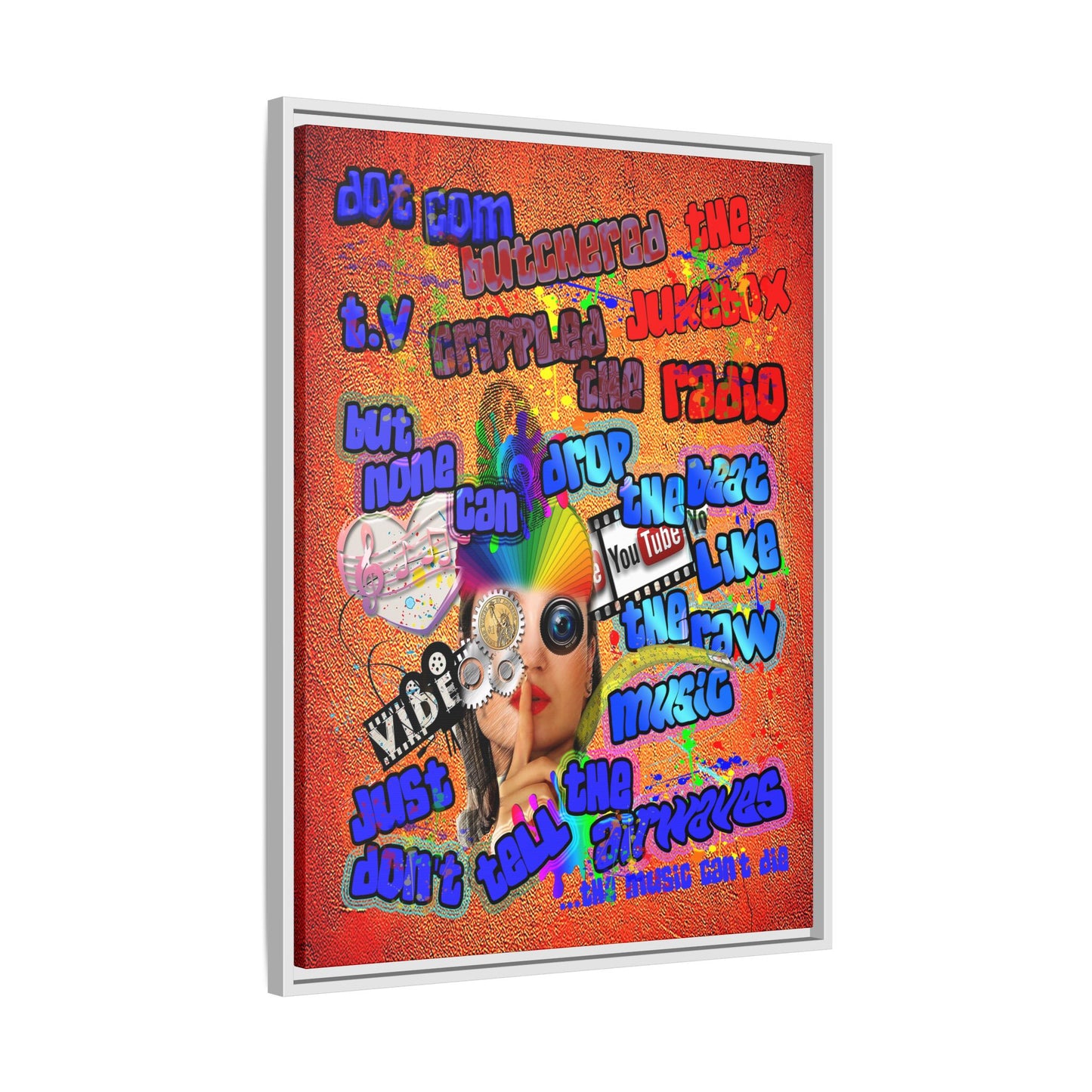 drop the beat - framed canvas art (burnt orange)